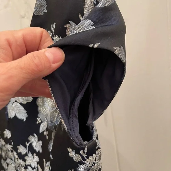 Oleg Cassini | Metallic Brocade Knee Length Dress - Picture 5 of 11